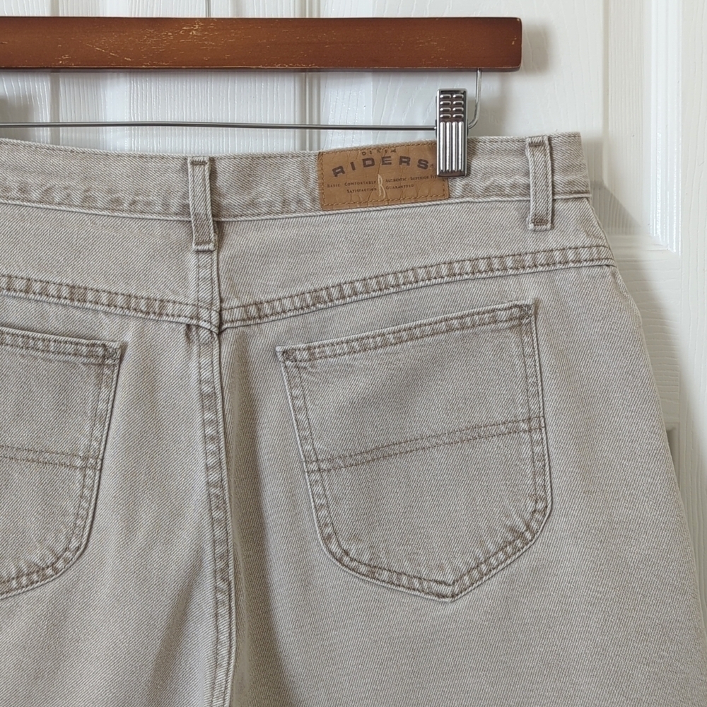 Riders 90's Vintage Classic High Waisted Relaxed Fit Denim Jean Shorts Beige 34 - Picture 12 of 13